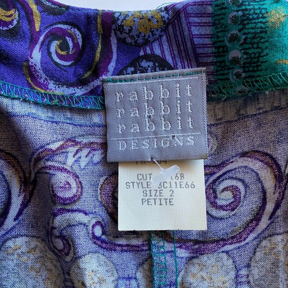 Vintage Rabbit Designs Dress Size 2P Made In USA Shoulder Pads Maxi Dress Green - Picture 2 of 9